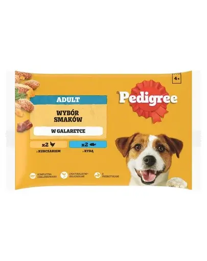 PEDIGREE Adult plicuri hrana caini 4x100 g in gelatina cu pui si peste