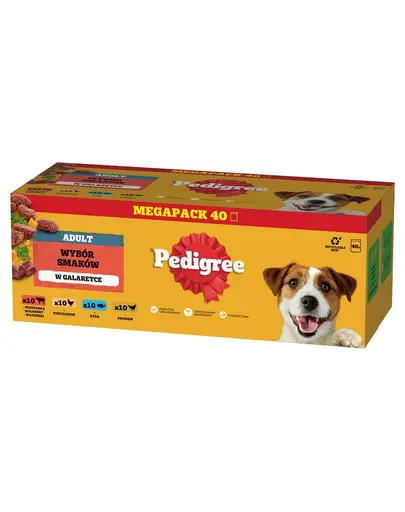 PEDIGREE Adult plicuri in aspic pentru caini 40x100g cu vita, pui, peste, pasare