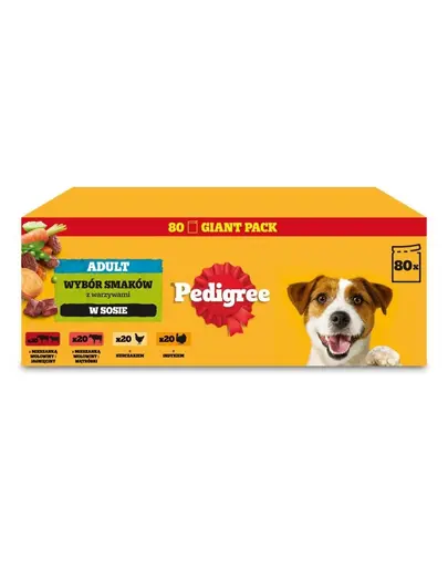 PEDIGREE Adult selecție arome în sos 80x100 g plicuri câini