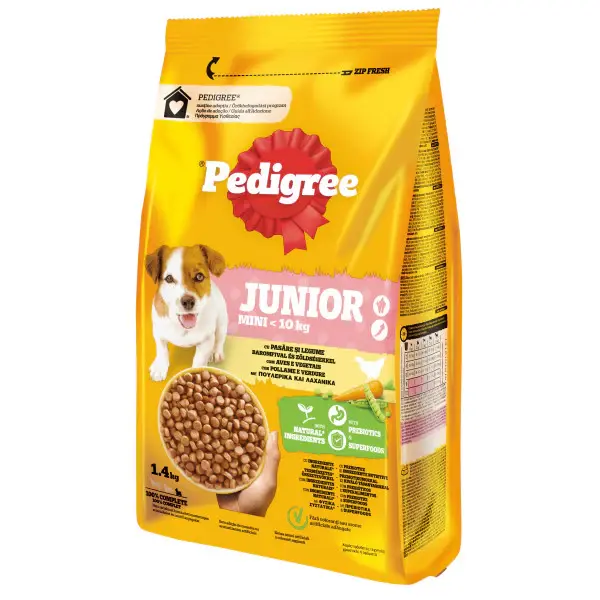 Pedigree hrana uscata cu pasare si legume pentru caini juniori de talie mica 1.4kg 1.4kg