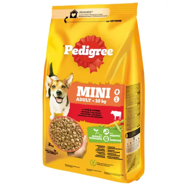 Pedigree hrana uscata cu vita si legume pentru caini adulti de talie mica 12kg