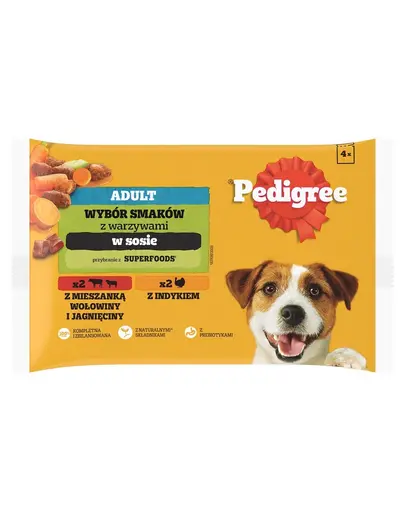 PEDIGREE Mix arome in sos 4x100g vita si miel, curcan