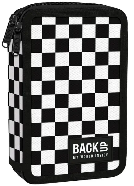 Penar cu instrumente de scris BackUp DW - Chess, cu 2 fermoare