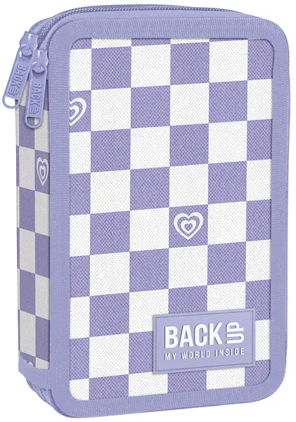 Penar cu instrumente de scris BackUp DW - Purple Chess, cu 2 fermoare
