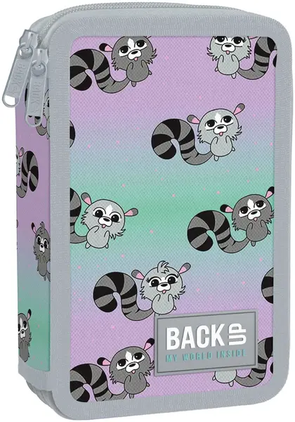 Penar cu instrumente de scris BackUp DW - Raccoons, 2 fermoare