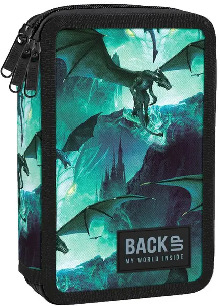 Penar cu instrumente de scris BackUp EW - Dragons, 3 fermoare