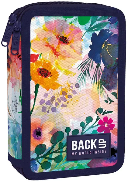 Penar cu rechizite Back Up DW - Flowers, cu 2 fermoare