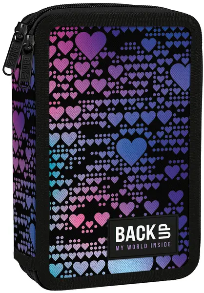 Penar cu rechizite Back Up DW - Hearts, cu 2 fermoare
