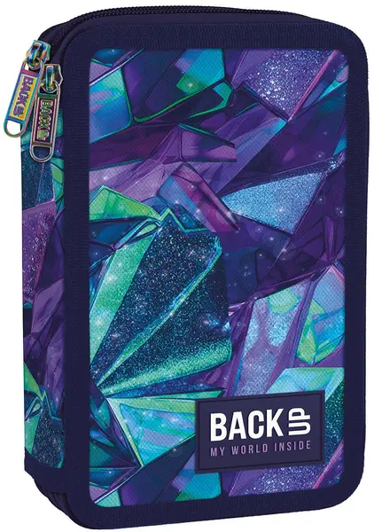 Penar cu rechizite Back Up DW - Purple Crystals, cu 2 fermoare