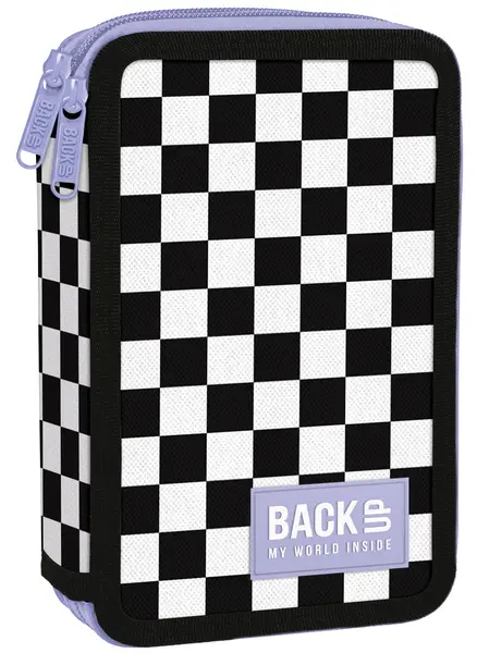 Penar cu rechizite BackUp DW - Colored Chess, cu 2 fermoare