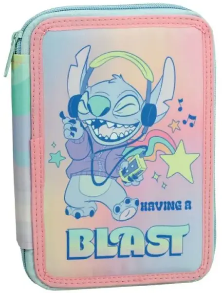 Penar cu rechizite GIM - Stitch, Having a Blast, 2 fermoare
