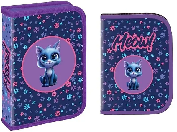 Penar cu rechizite S. Cool - Meow, cu 1 fermoar, 32 piese