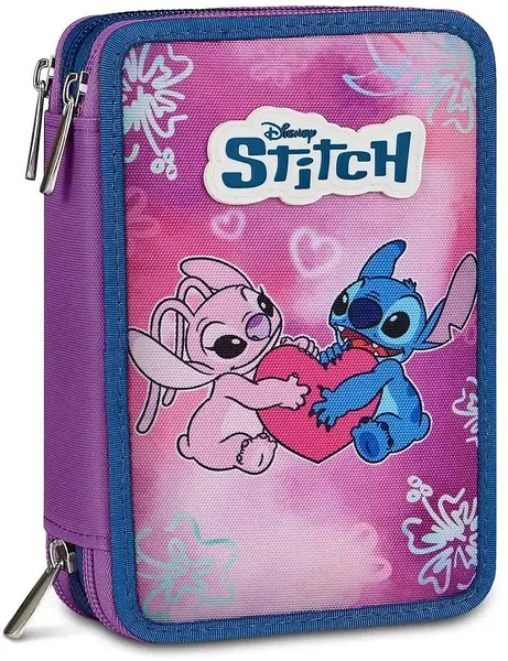 Penar cu rechizite Seven - Lilo & Stitch, 3 fermoare