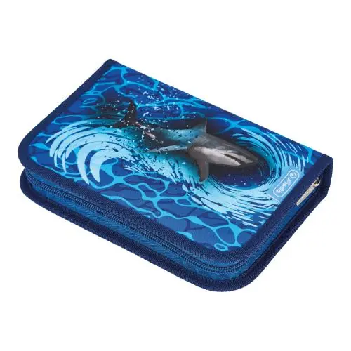 Penar echipat 1 fermoar, cu 2 clape, 31 piese, Herlitz Blue Shark