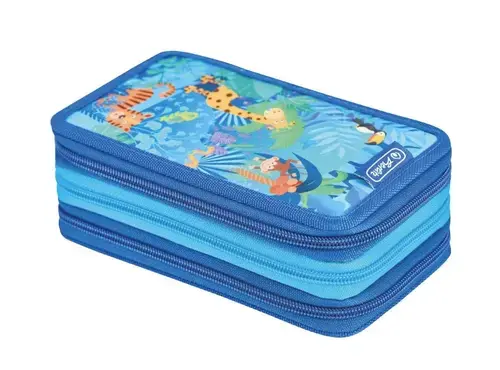 Penar echipat 31 piese Herlitz, 3 fermoare, dimensiune 19 x 11.5 x 7 cm, motiv Jungle Safari
