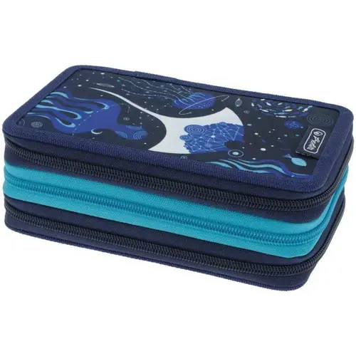Penar echipat Herlitz motiv Deep Ocean, 31 piese, 3 fermoare, dimensiune 19 x 11,5 x 7 cm