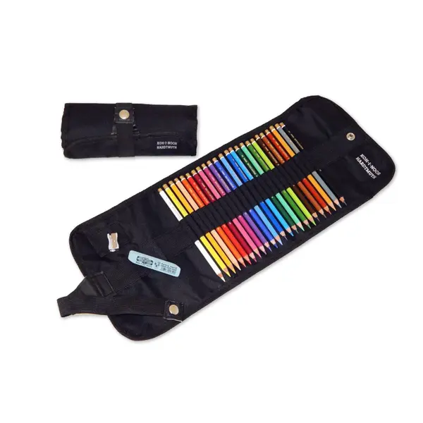 Penar echipat roll-up, 24culori/set + ascutioare + guma de sters, Polycolor Koh-I-Noor
