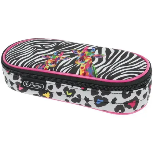 Penar Herlitz tip etui oval, dimensiune 21,5 x 9 x 5,5 cm, motiv Wild Neon