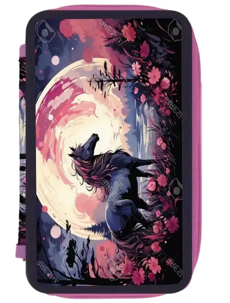Penar neeachipat Herlitz 3 fermoare, dimensiune 20 x 6 x 13 cm, motiv Horse