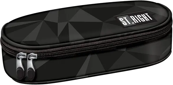 Penar oval pentru școală St. Right Geometric Grey -Cu 1 fermoar
