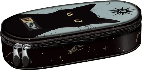 Penar oval pentru școală St. Right Night Cats -Cu 1 fermoar