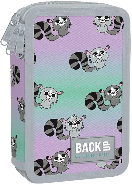 Penar școlar cu rechizite BackUp EW - Raccoons, 3 fermoar