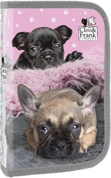 Penar scolar Derform Cleo & Frank - Puppies, cu un fermoar