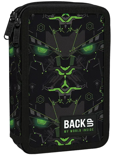 Penar școlar echipat Back Up DW - Monster Green, cu 2 fermoare