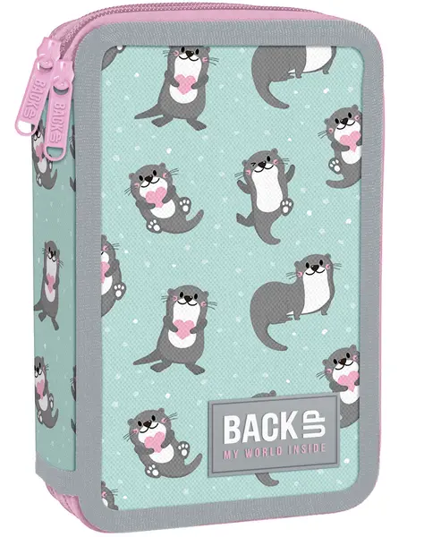 Penar școlar echipat Back Up DW - Otters In Love, cu 2 fermoare