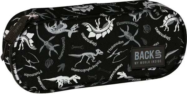 Penar scolar oval Derform BackUp - Black dinosaurs