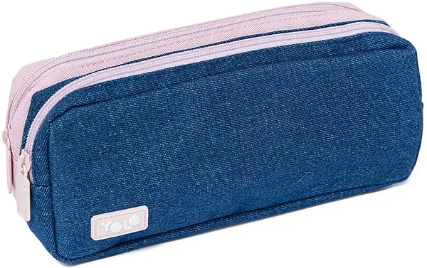 Penar școlar YOLO - Denim Bowtie, 2 fermoare