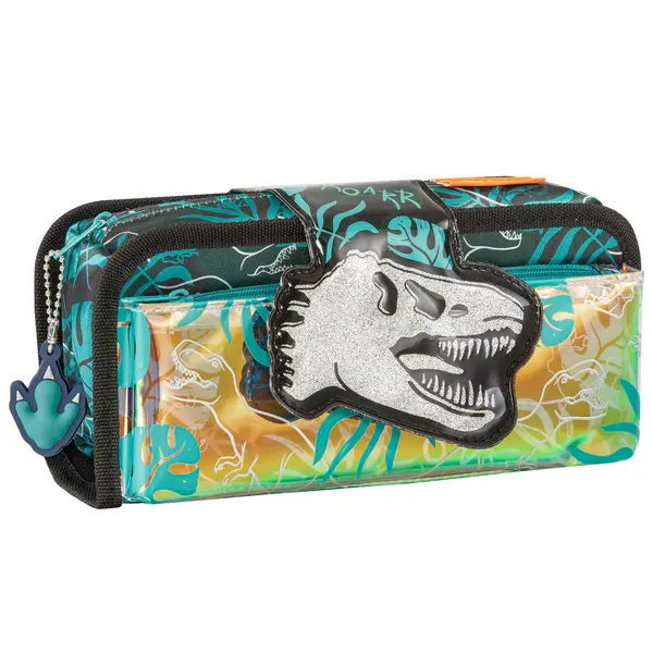 Penar tip etui, 1 fermoar, Fun Time 2 in 1 ,Dino in Jungle, Tiger Family