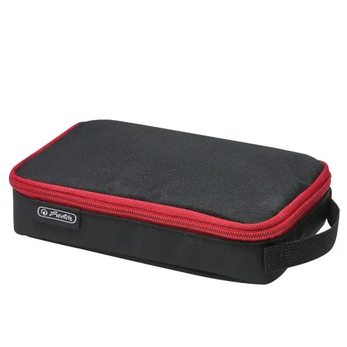 Penar tip etui, 1 fermoar, Herlitz 2GO negru/rosu