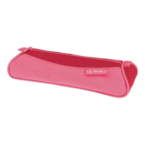 Penar tip etui, 1 fermoar, triunghiular, Herlitz, roz/rosu