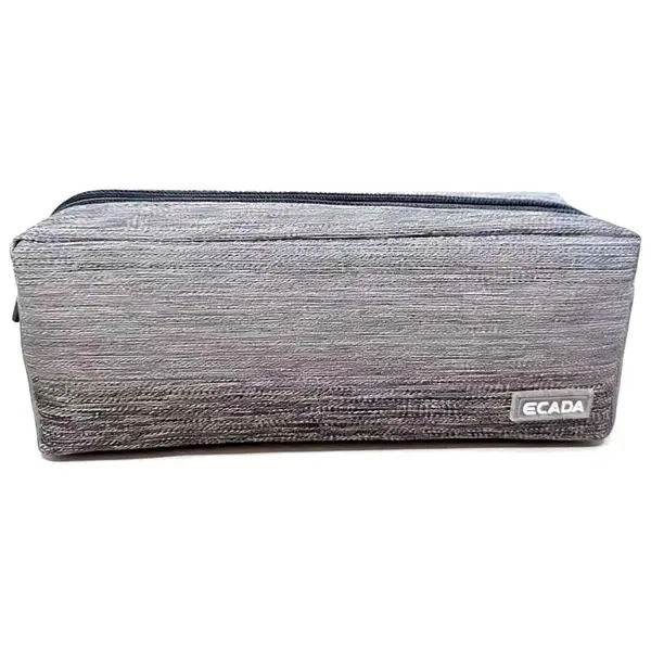 Penar tip etui, 2 fermoare, 21x7x8cm, gri metalizat, 78511, Ecada