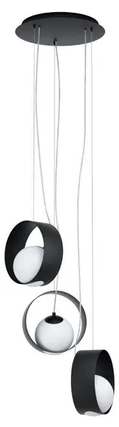 Pendul Eglo - Camargo, 3xE14, Ø35 cm,negru/opal mat