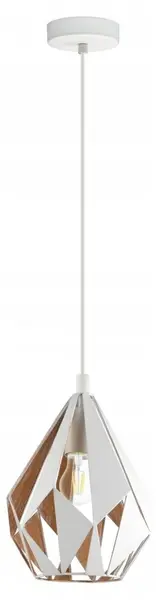 Pendul Eglo - Carlton 1, E27, Ø20.5 cm, alb/auriu