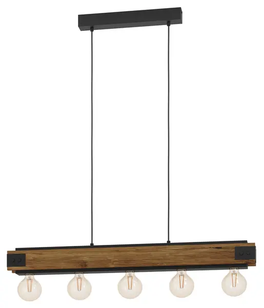 Pendul Eglo - Layham, 5xE27, L-960 FSC, negru/lemn/flacără