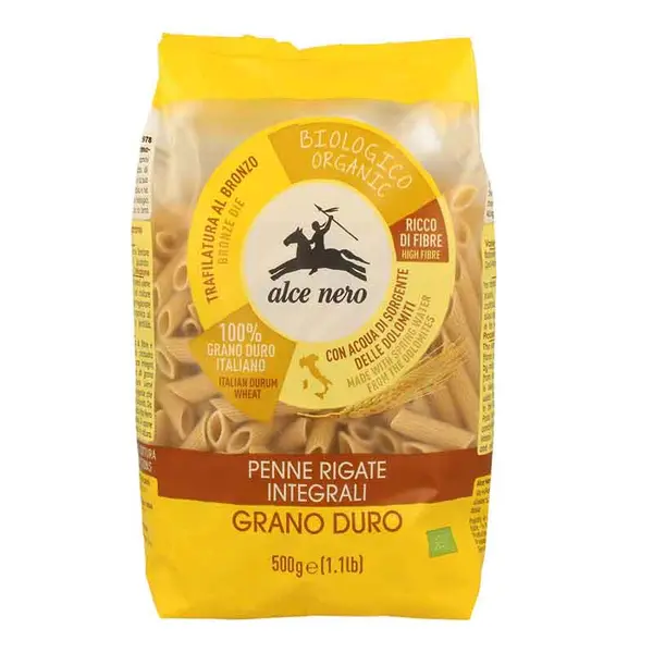 Penne Din Grau Integral Eco 500Gr Alce Nero