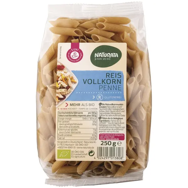 Penne din orez integral fara gluten, eco - 250 g