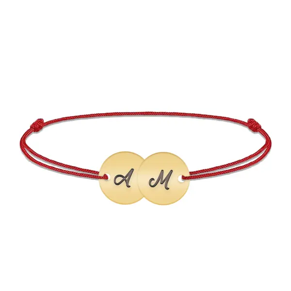 Penny - Bratara personalizata snur doi banuti din argint 925 placat cu aur galben 24K