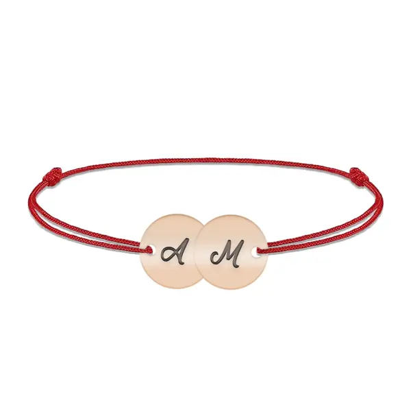 Penny - Bratara personalizata snur doi banuti din argint 925 placat cu aur roz
