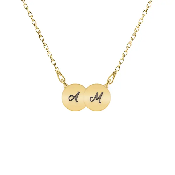 Penny - Colier personalizat doi banuti din argint 925 placat cu aur galben 24K