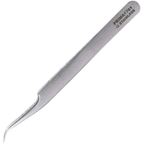 Penseta pentru Aplicarea Genelor False, Prima, Inox, cu Varfuri curbate, 15 cm
