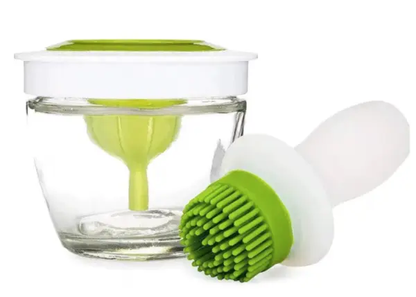 Pensula din silicon pentru ulei recipient inclus alb/verde