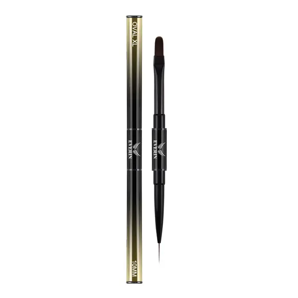 Pensulă Dublă Pro Art Oval 10mm + Liner 10mm Gold Everin | Pensulă Profesională Gel