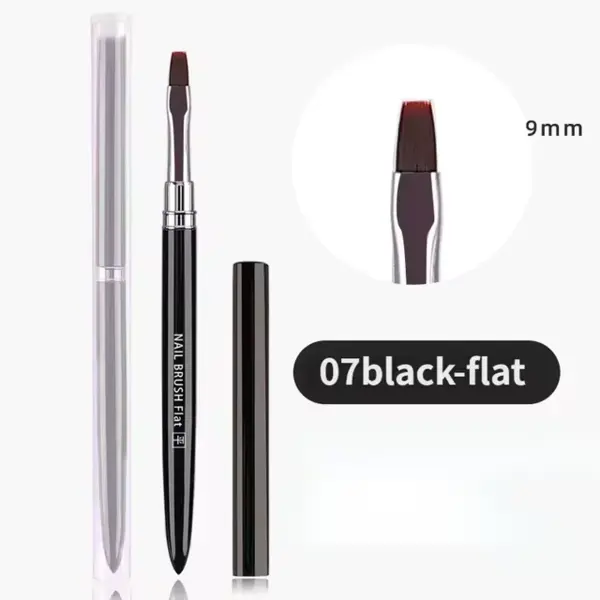 Pensulă Gel Vârf Drept Nr. 6 Black | Pensulă Profesională Unghii