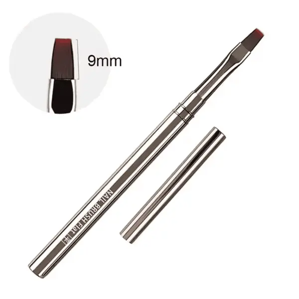 Pensulă Metal Grey Flat 9mm | Pensulă Profesională Gel Unghii
