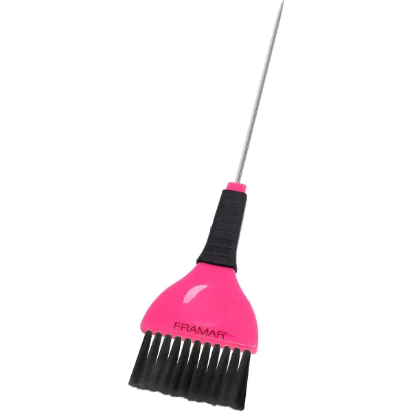 Pensula pentru vopsea de par Framar Pin Tail Color Brush Pink cu coada de metal 1 buc