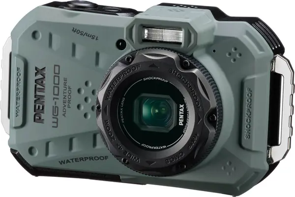 Pentax WG-1000 Olive Aparat Foto Compact Rezistent la Apa, Senzor 16.35 MP, Zoom Optic 4x, Subacvatic 15 m, Antisoc 2 m